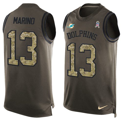 Nike Dolphins #13 Dan Marino Green Men's Stitched NFL Limited Salute To Service Tank Top Jersey - Click Image to Close